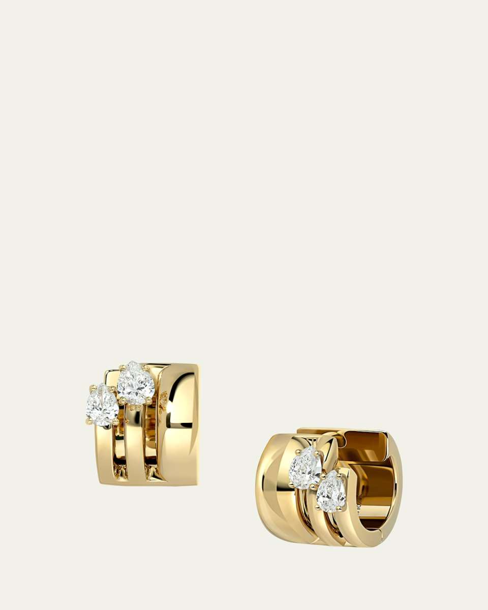 Lemonade Double Floating Diamond Huggie Hoop Earrings